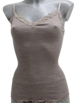 Caraco Laine Soie Col V Dentelle Lingerie Mauve Oscalito