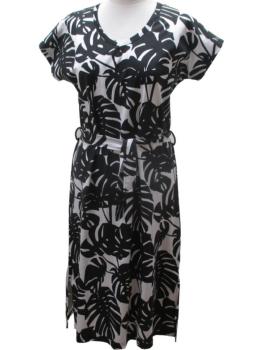 Robe manches courtes motif feuillage