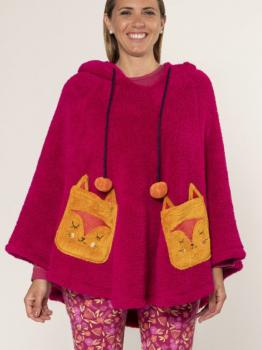 Poncho tissu polaire framboise Collection La Dolce Vita